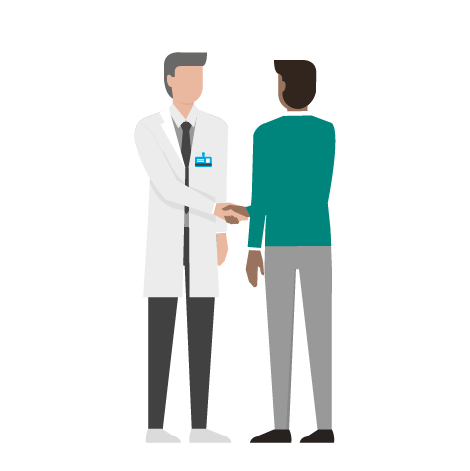 Man shaking hands with a male physician